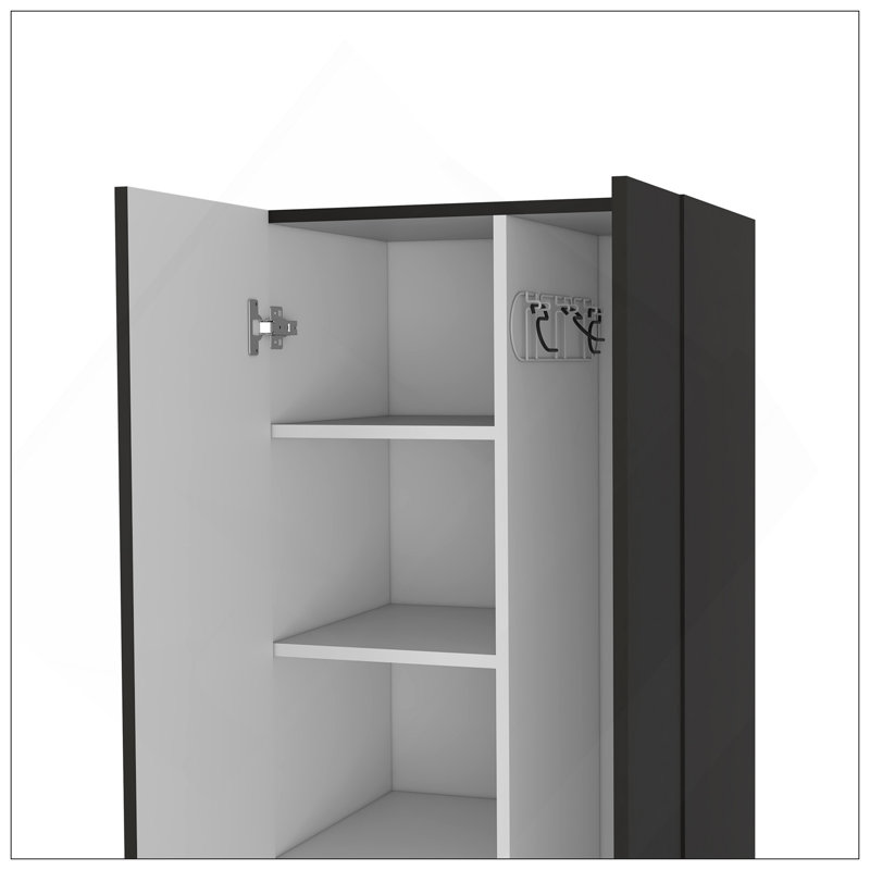 Armoire garde-robe à balconnet, cinq tablettes, Noir