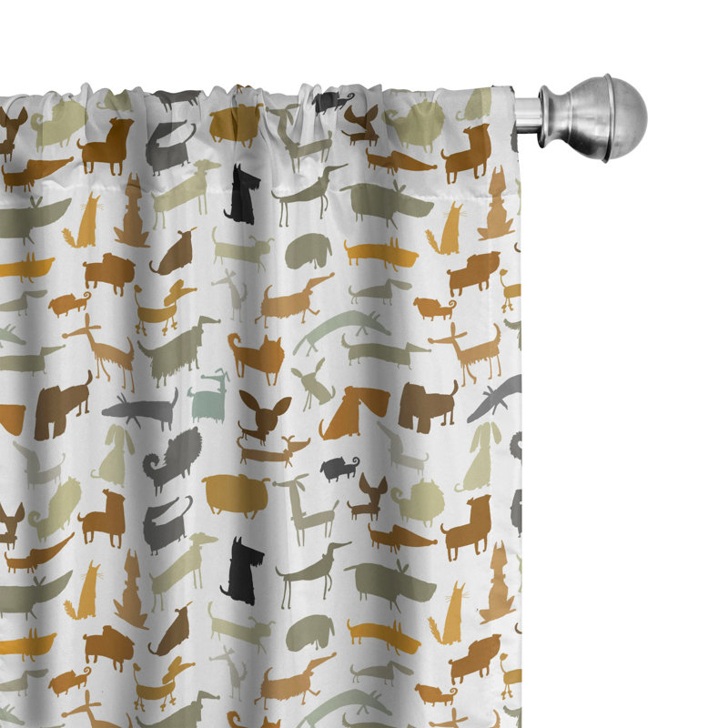 Puppy Semi-Sheer Rod Pocket Curtain Panels, 28" x 63"