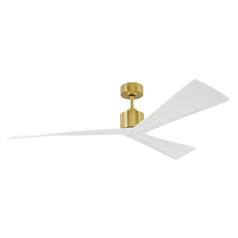 Adler Downrod Ceiling Fan, Burnished Brass/Matte White, 60"