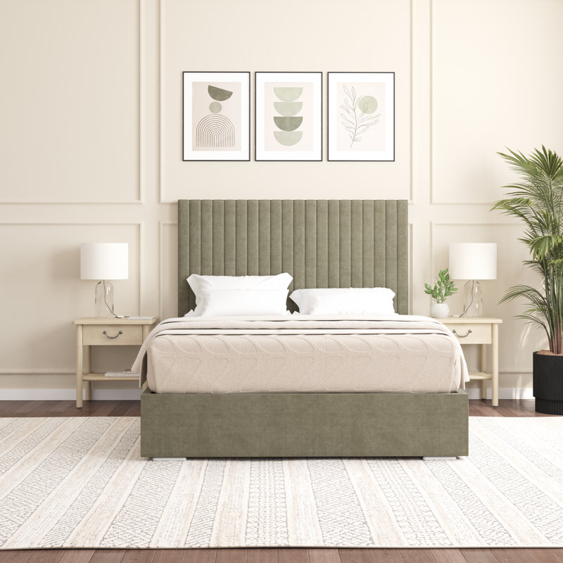 Aidean Upholstered Bed Frame, Single (3'), Asphalt
