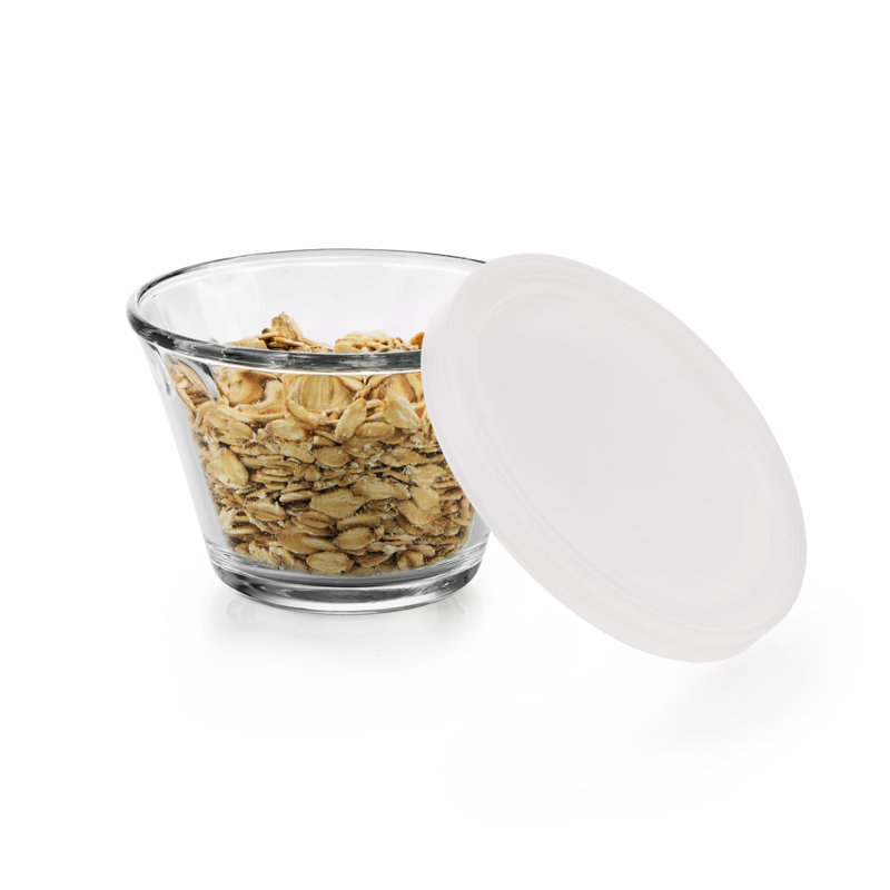 Libbey Clear Glass Cupcake Baking Dishes with White Lids, Set of 16