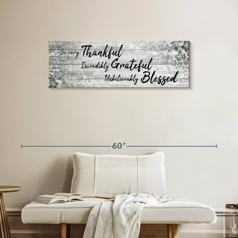 Thankful Grateful Blessed IV Wall Sign Canvas Print, 14" H x 42" W x 1.25" D