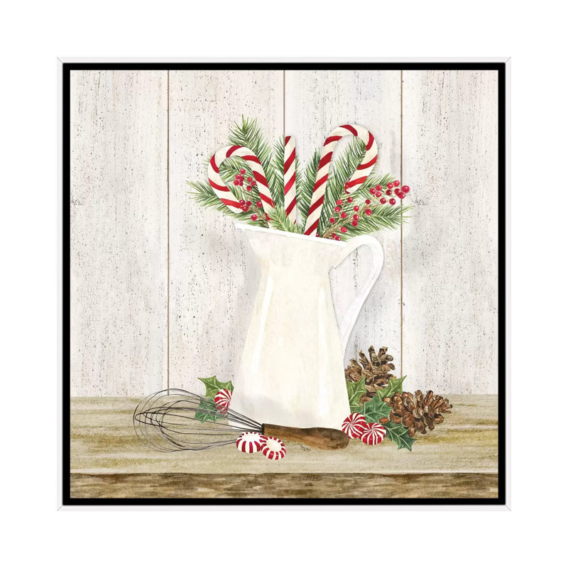 Christmas Kitchen IV by Tara Reed - Painting, No Matte, 18" H x 18" W x 1.5" D, White Framed
