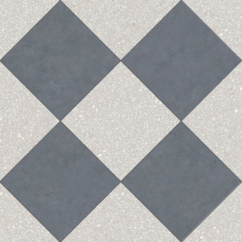 Lithos 12X12 Checkerboard Gris And Cobalto, Gris/Cobalto