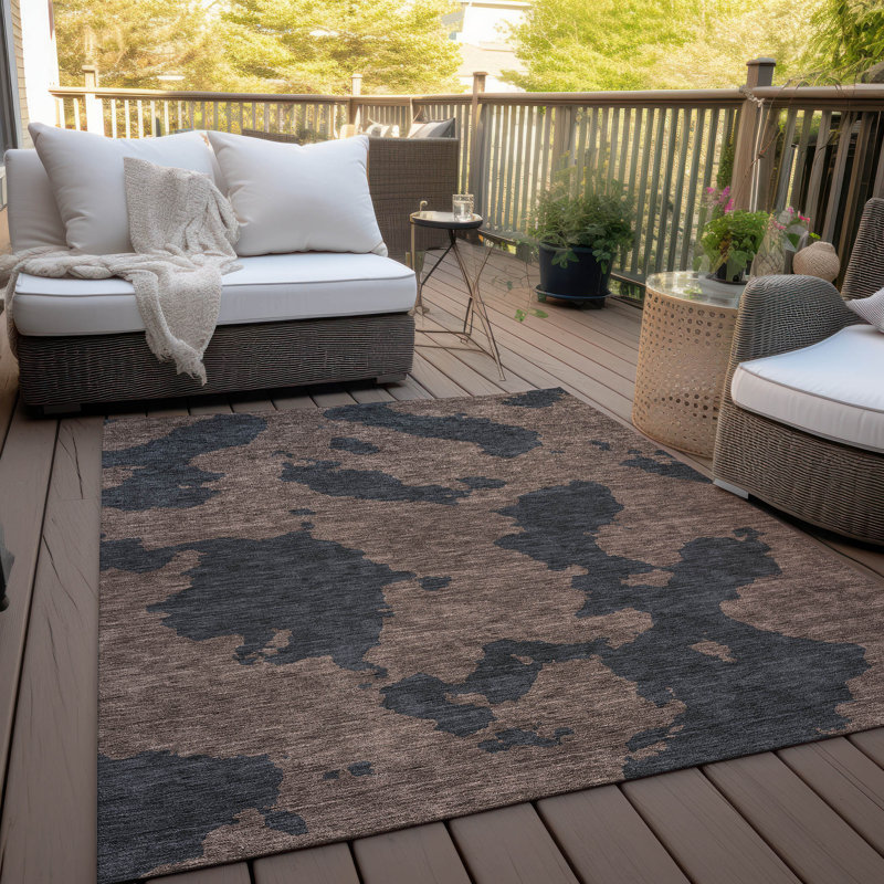 Chocolate Abstract Washable Synthetic 9' x 12' Rug
