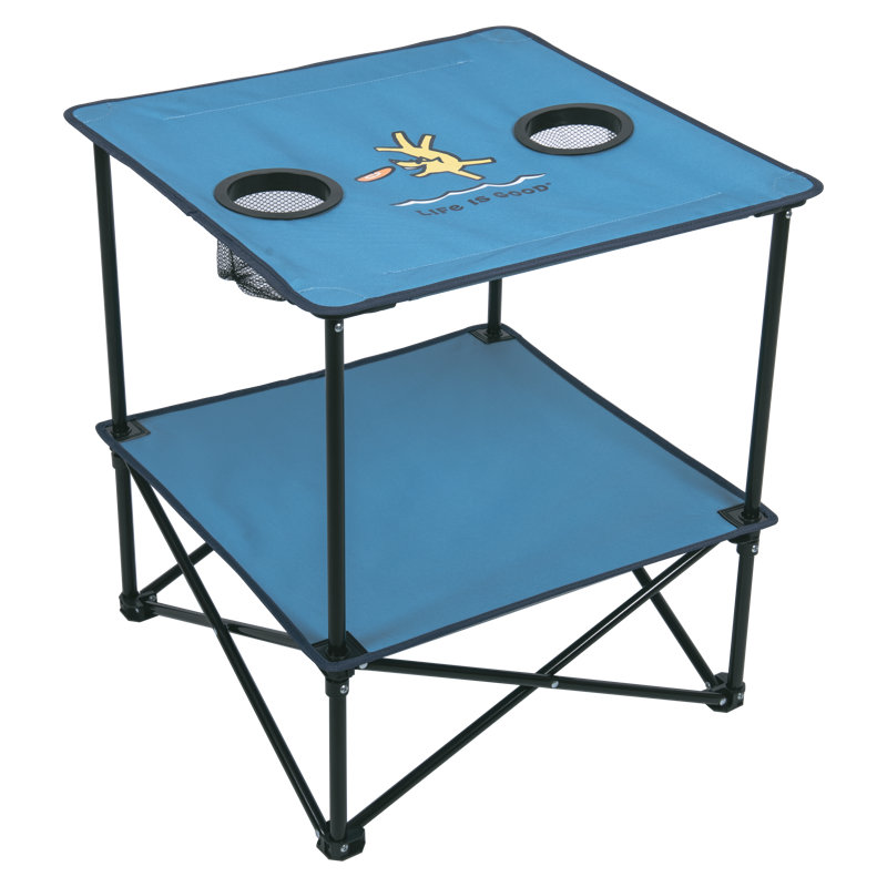 Life is Good Blue 22" Square Compact Folding Beach Table