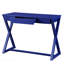 Bureau d'écriture à 1 tiroir, bleu crépuscule avec base en forme de X