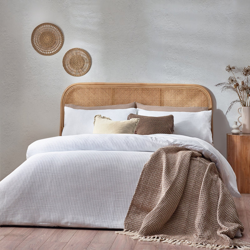 Muraida Cotton Solid Colour Duvet Cover Set with Pillowcases, White, Single - 1 Standard Pillowcase
