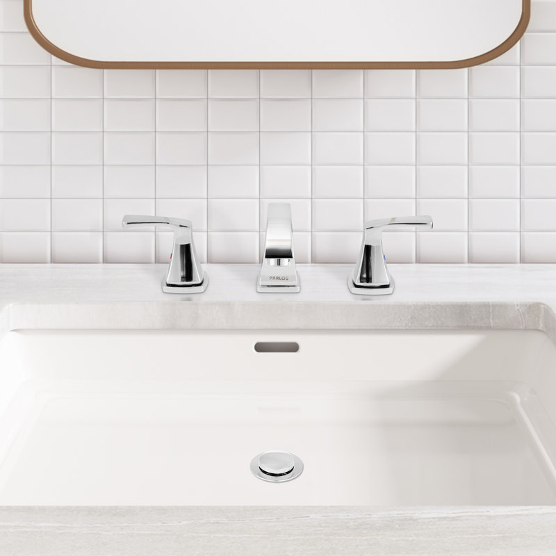 Widespread 2-handle Bathroom Faucet with Drain Assembly, Polished Chrome