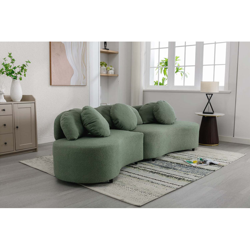 Velvet Sectional Symmetrical, Green Velvet
