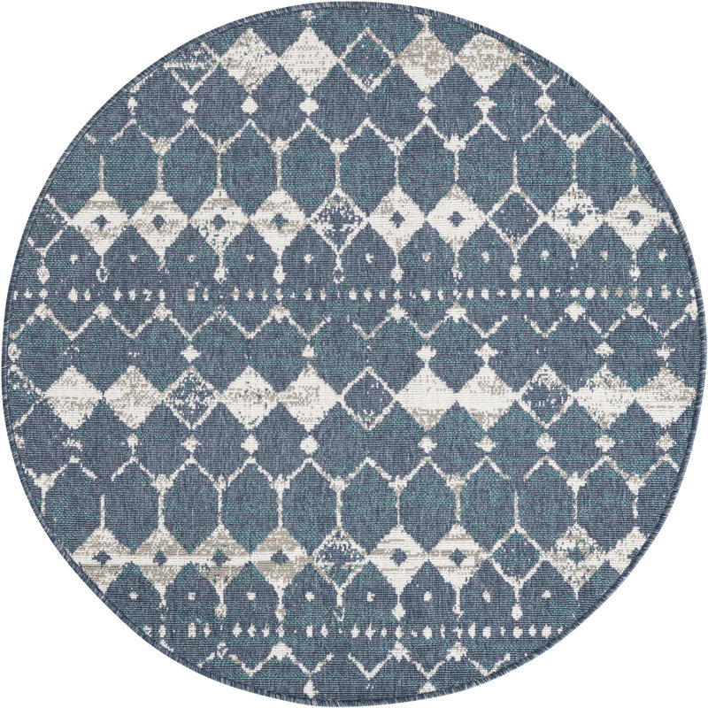 Geometric Indoor / Outdoor Rug, Round 4'