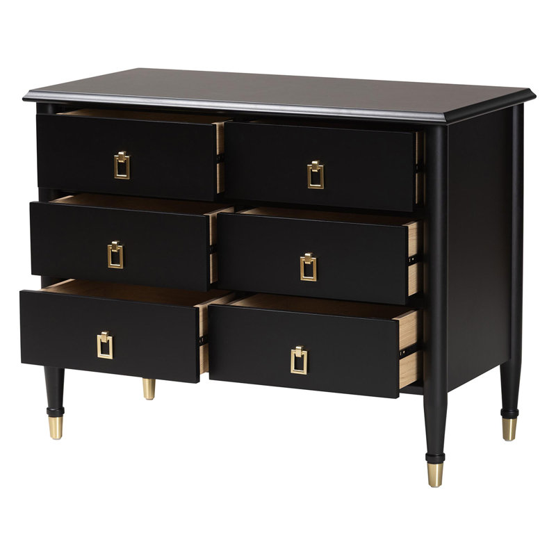 Commode en bois noir avec tiroirs Baxton Studio Tamra