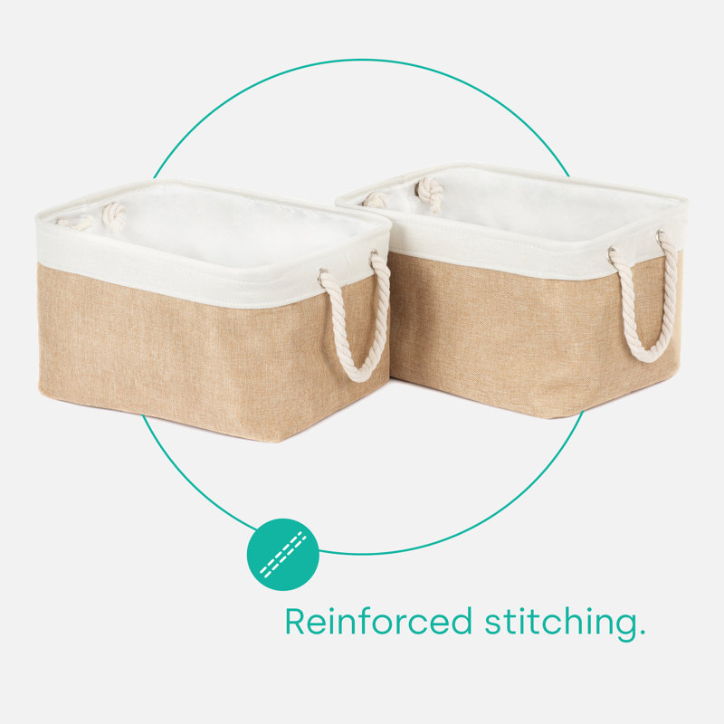 Laundry 2 Canvas Laundry Basket with Handles, Natural/White