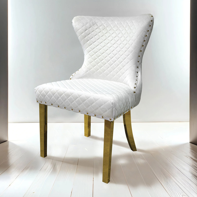Chaise d'appoint Sephten (ensemble de 2), Doré, Blanc