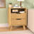 17.7'' W 2-Drawer Nightstand with Charging Station, Fluted Bedside Table with Open Cubby