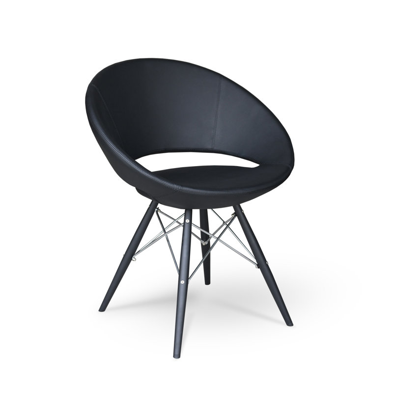Fauteuil Papasan large de 23,75 po Crescent, Similicuir noir, Cuir, Acier inoxydable