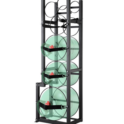 Et support de réservoir à gaz d'oxygène - support de cylindre de 15,55 po x 12,99 po x 49,8 po, pouvant accueillir des réservoirs de 50 lb à 30 lb, acier au carbone avec une grande capacité de charge, sangles à fixation rapide, dimensions du support à azote, compatible 1 x