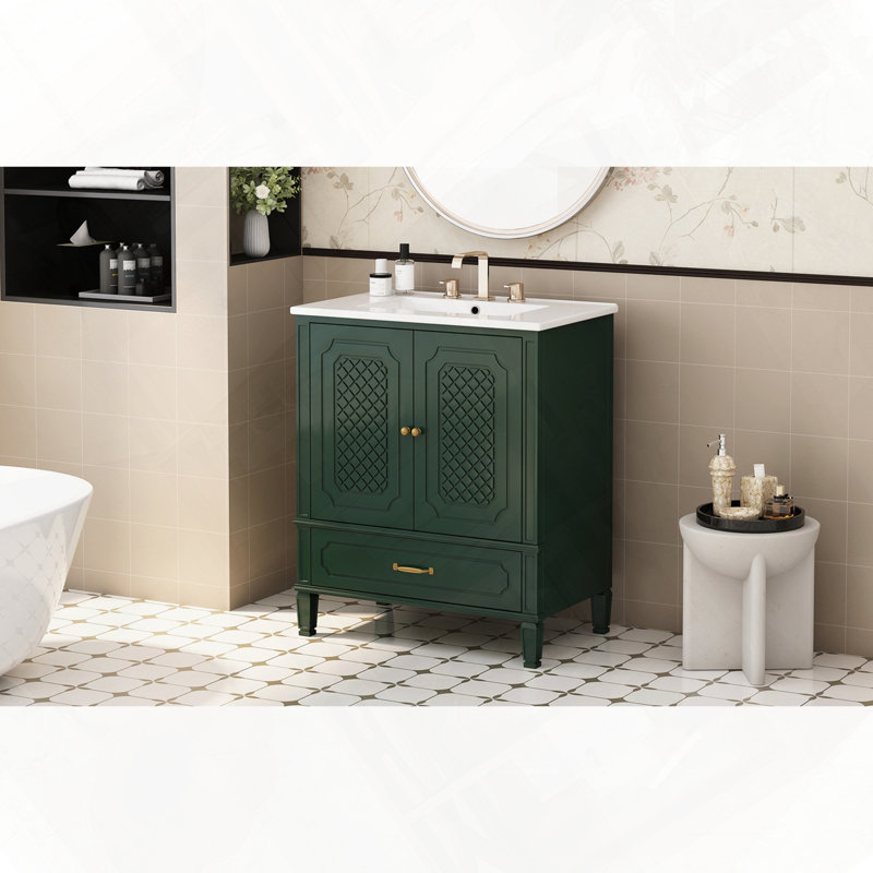 Vintage Style Bathroom Vanity with Sink Door Shelf and Soft Closing Door