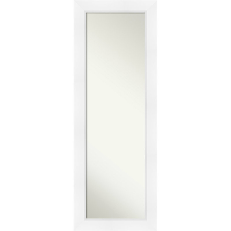 Sloped Non-Beveled Framed Full-Length On the Door Mirror, White