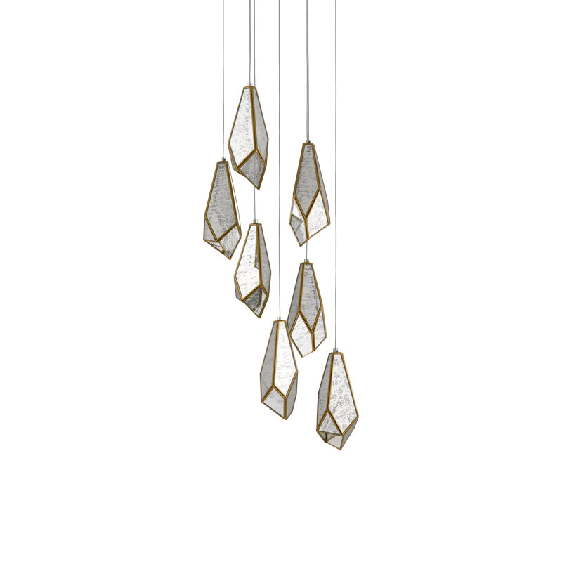 Luminaire suspendu géométrique à 7 lumières Glace
