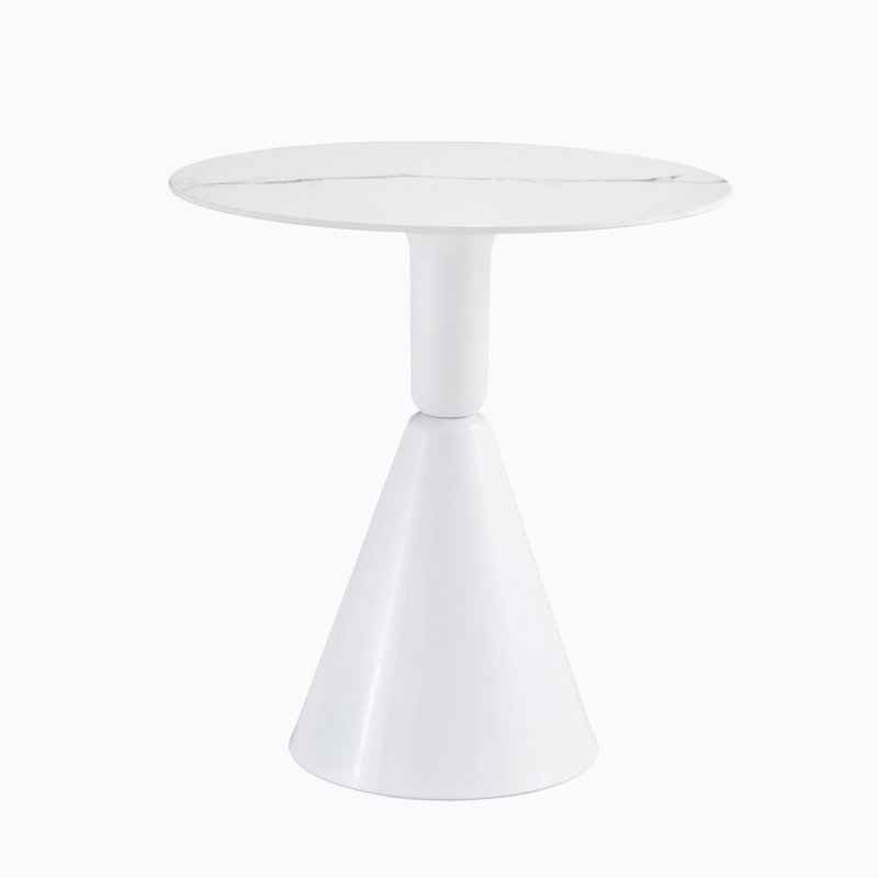 Westbury White Marble Effect Dining Table -27.5" Round Pedestal Dining Table