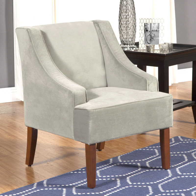 Fauteuil d'appoint incurvé Daryann, Velours performance colombe Bella