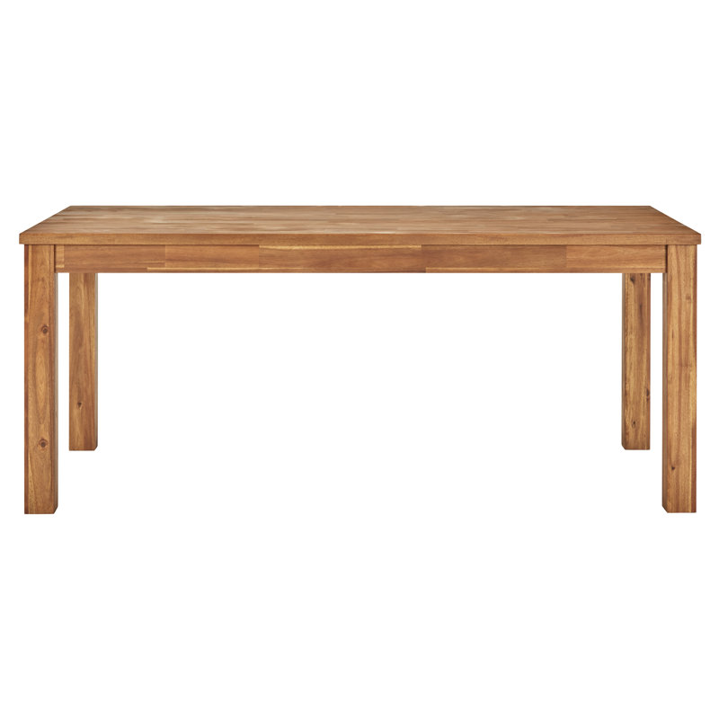 Damascus Acacia Solid Wood Top with Solid Wood Base Dining Table, 36" H x 28" W x 47" L, Amber