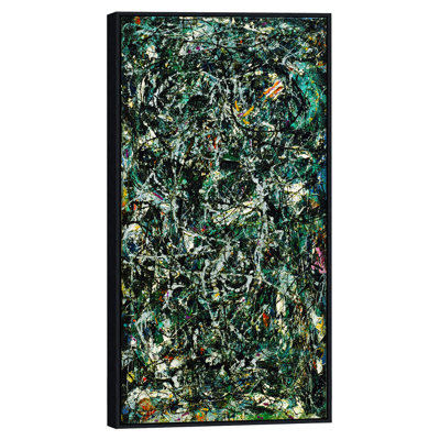 Framed Canvas Print Full Fathom Five By Jackson Pollock Wall Art Home Decor(Black Slim Frame,20"X40")
