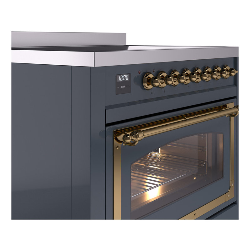 ILVE Nostalgie II Noblesse 36 po à induction, Gris-bleu / laiton