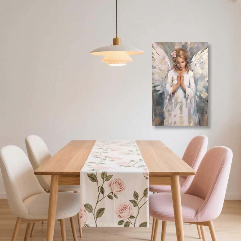 Angel Wall Art Angel And Wings Pictures Abstract Girl With Rose Flowers Canvas Print Elegant Woman Paintings.