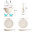 16-Piece Embossed Ceramic Dinnerware Set with Lids & Spoons - Set for 4