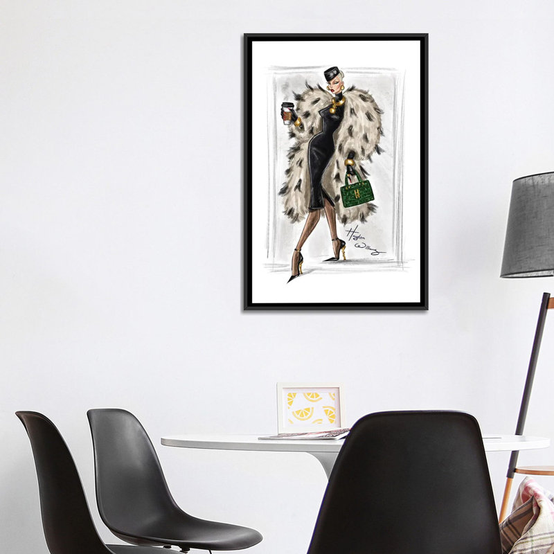 Coffee Run - reproduction d'art murale - toile encadrée, H 40 po x l 26 po, Noir