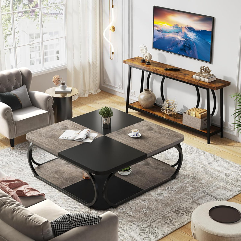 Table de bout Reviel, Gris / Noir
