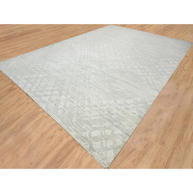 Tapis surdimensionné gris en laine naturelle noué à la main de conception moderne 9BCE2983420C47E99DE2AD6BF94C83C4