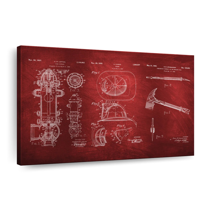 Firefighter Patents, reproduction sur toile, H 30 po x l 45 po