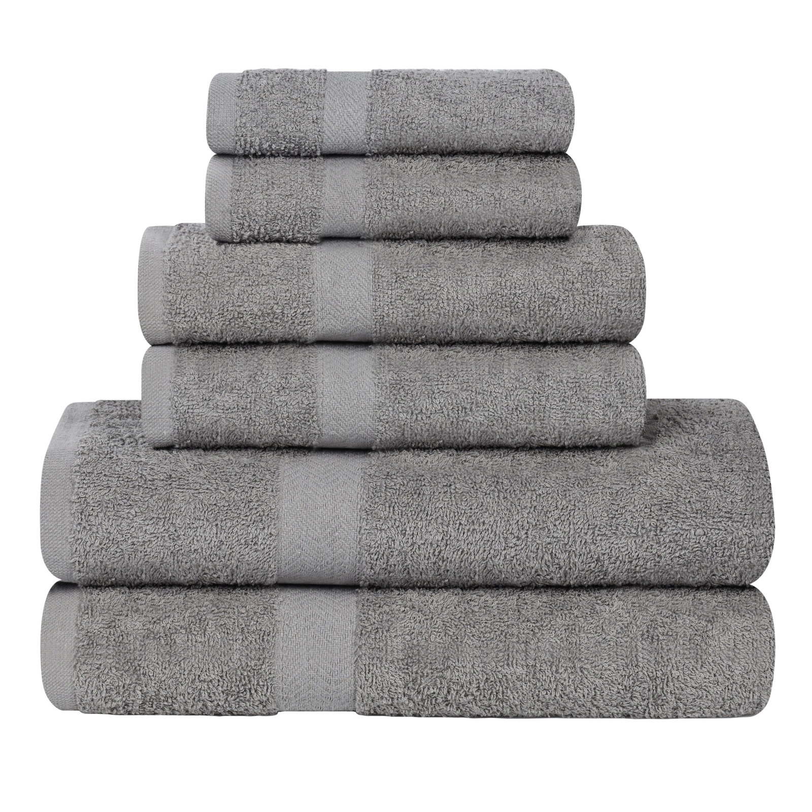 Quick-Drying Cotton Washcloth, Charcoal, 6 Pieces Towel Set