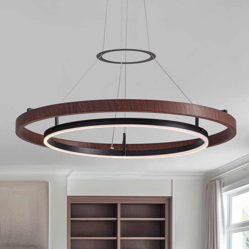 Reiser Dimmable 1-Light LED Chandelier with Remote Control, Industrial Rustic Modern Lighting, 63"H x 31.5"W x 31.5"D