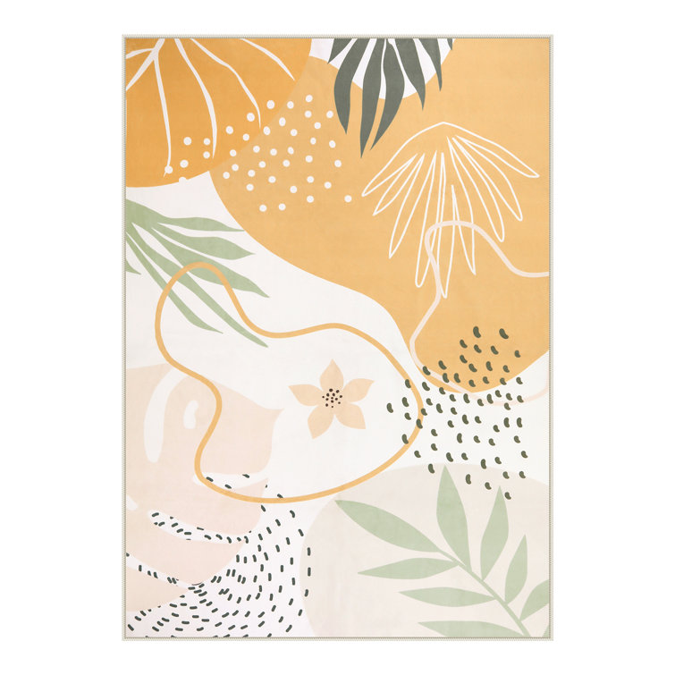 Kaldi Vibrant Spring Floral Print Machine Washable Area Rug with Non-Slip Backing for Living Room, Dining Room, Bedroom