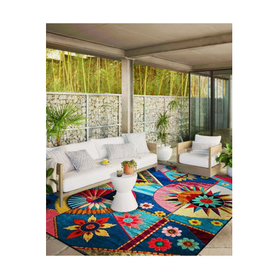 Tapis décoratif lavable à la machine multicolore