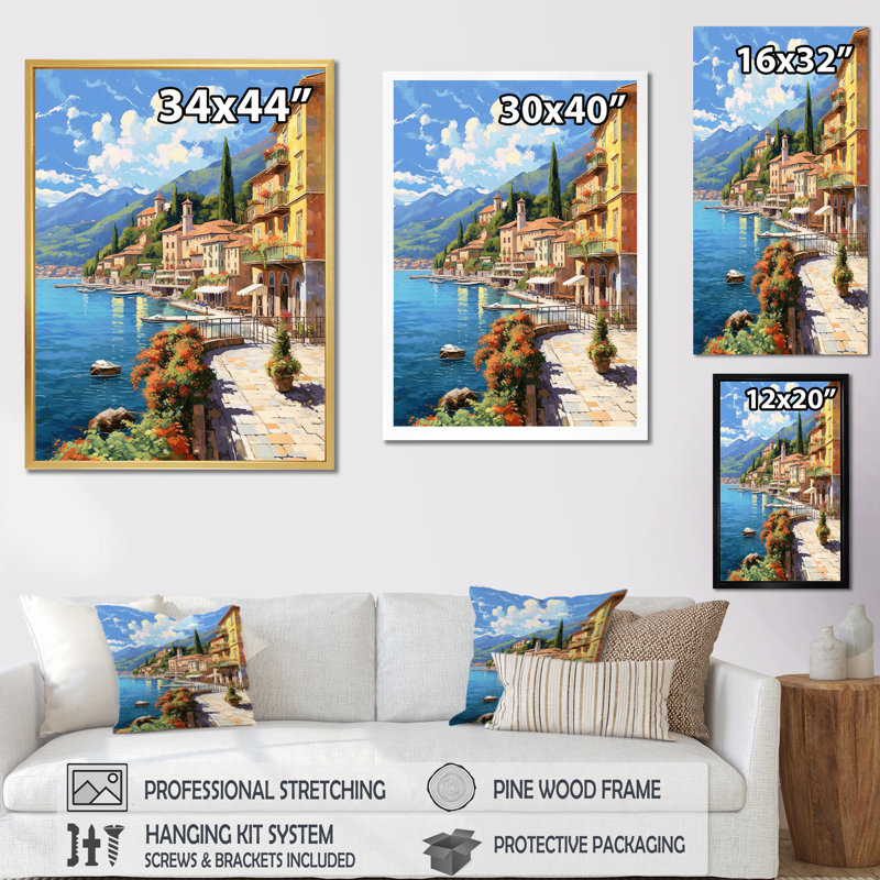La Dolce Italian Beachside II - Italie, reproduction sur toile encadrée, Cadre photo unique, H 20 po x l 12 po, Noir
