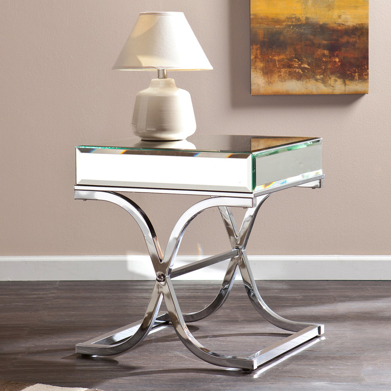 Ava Mirrored End Table - Chrome