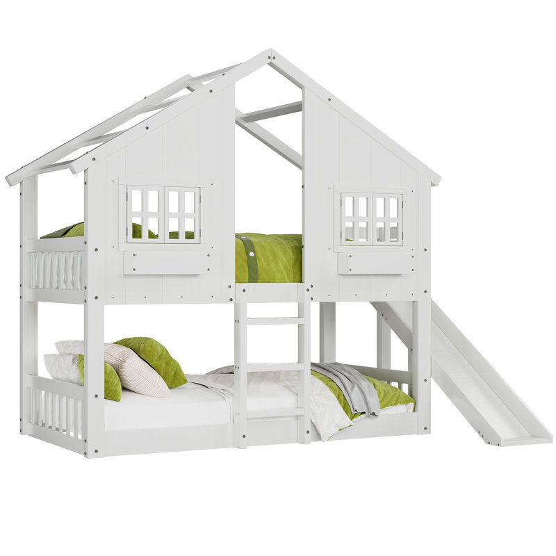 House Bunk Bed, White