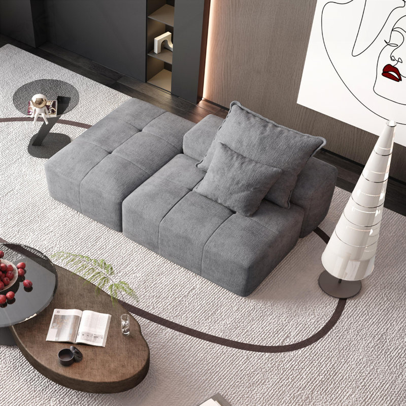 Canapé simple en tissu d'ameublement Chenille, Gris