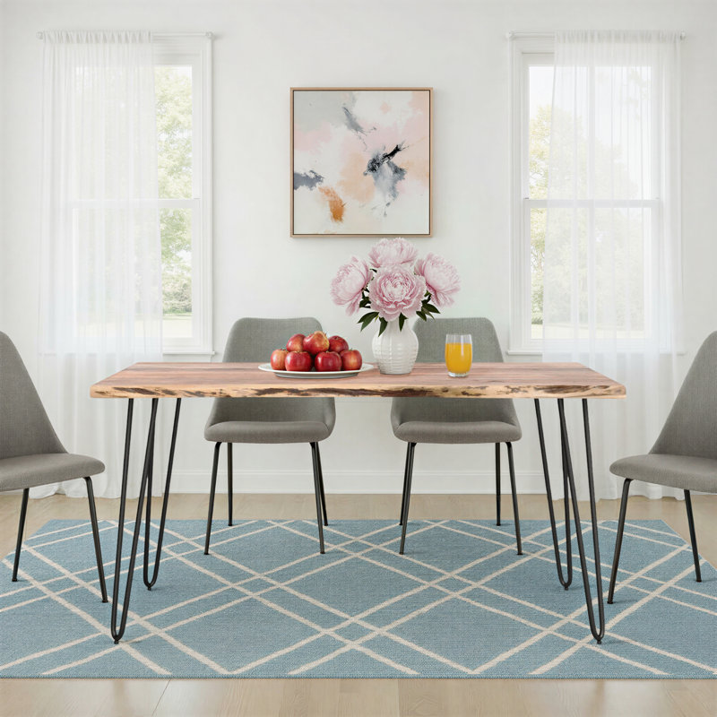Cartan 60" W Solid Acacia Wood Dining Table, Natural, 30" H x 36" W x 60" L
