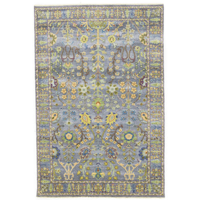 Silver Floral Handmade Oushak Chobi Oriental Rug