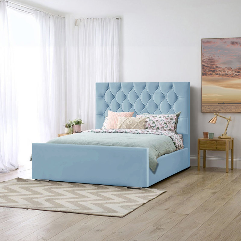 Theirry Upholstered Bed, Super King (6'), Blue