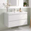 Meuble-lavabo mural de 91 cm (36 po) en panneaux de particules mélaminés blancs avec dessus en résine blanche et carbonate de calcium, deux tiroirs coulissants en forme de U à fermeture amortie, préassemblé.-830637805-1010895197