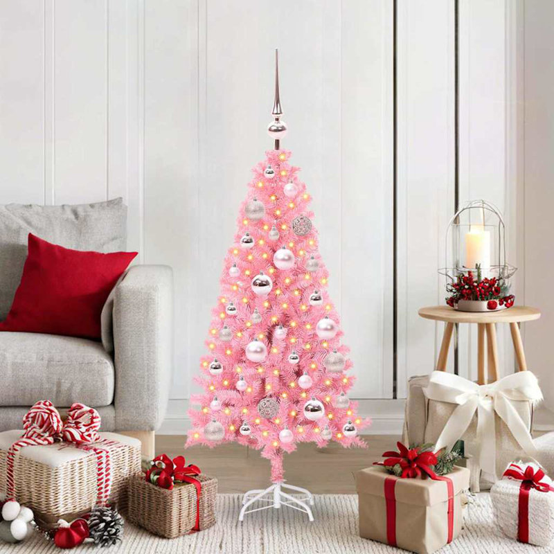 Christmas Tree with 150 LEDs with Stand PVC, 3.94' H, Pink