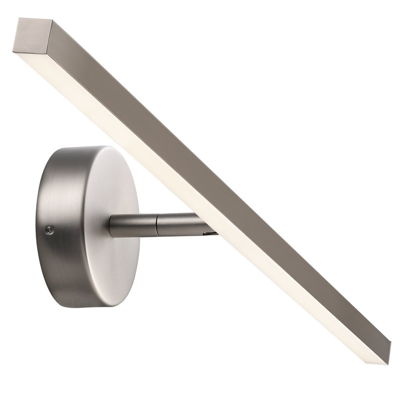 1-Light LED Brushed Steel Armed Sconce, Brushed Steel, Brushed Steel
