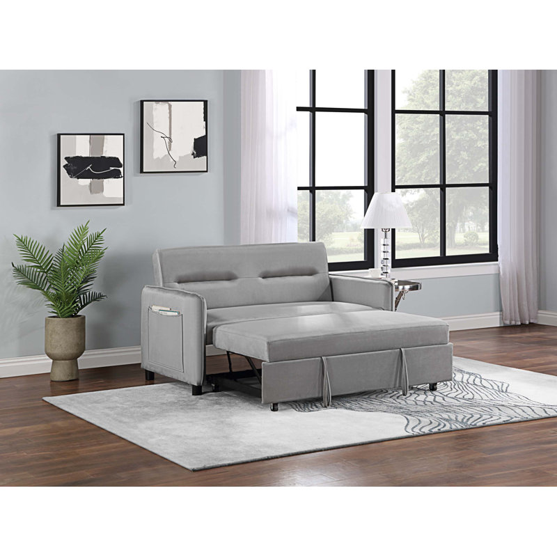 57.1'' Upholstered Sleeper Sofa, Gray Microfiber